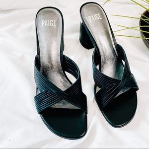 PAIGE black chunky heel slide